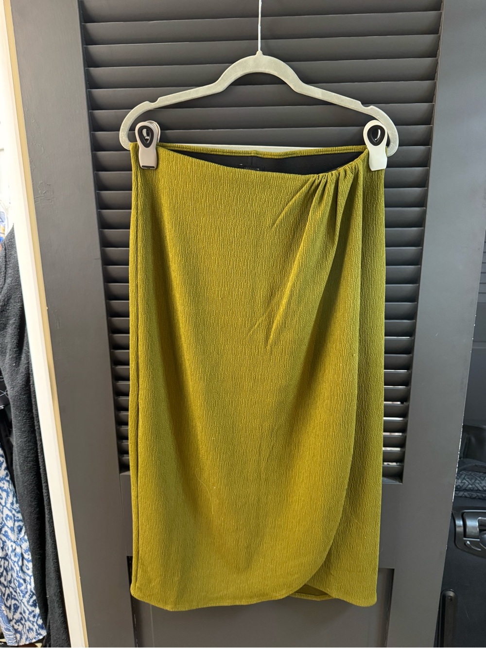 Ann Taylor Factory Olive Draped Midi Skirt